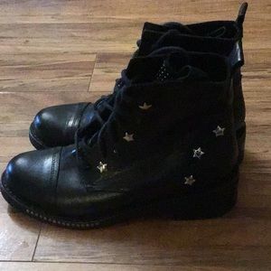 Women’s Ovye black leather Italian biker boots 37